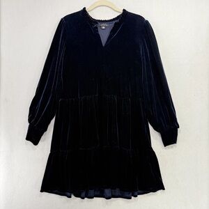 1. State Navy Faux Velvet Dress